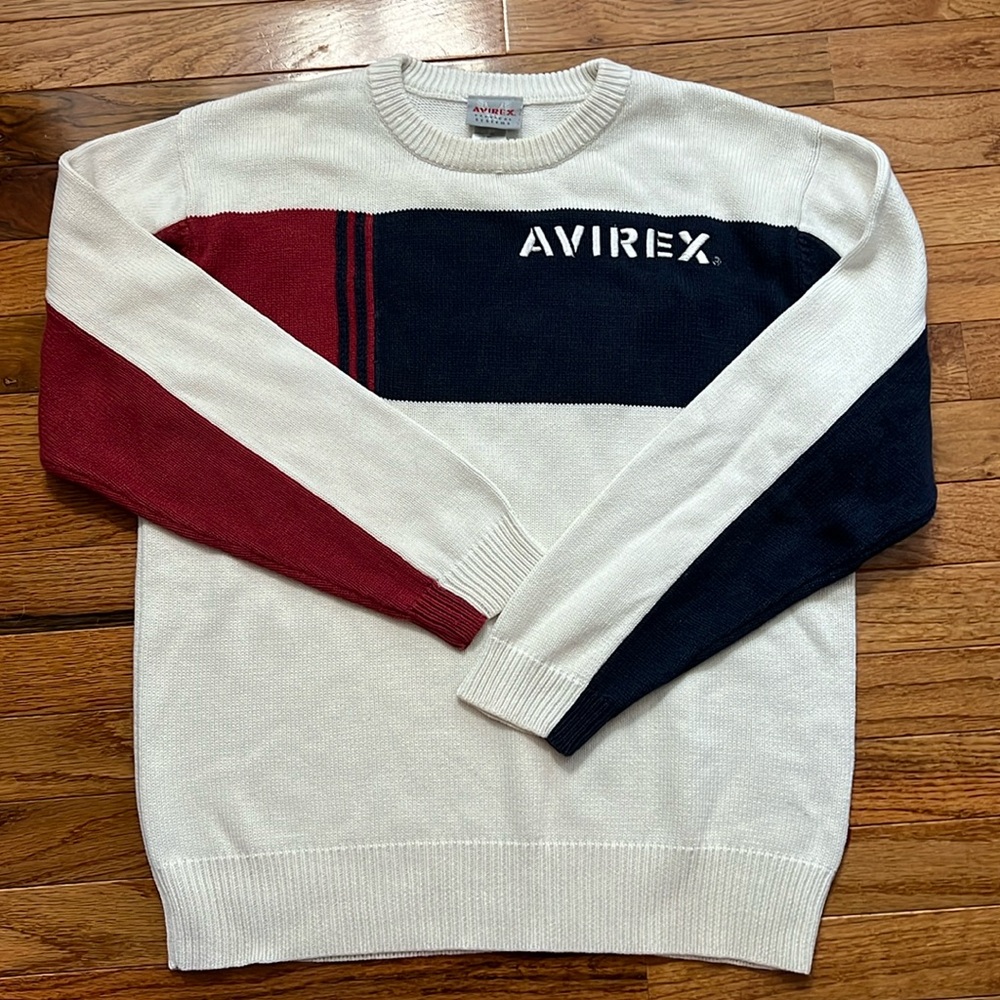 Avirex Tactical Systems Color Block Embroidered Crewneck Sweater. Size L 16-18.